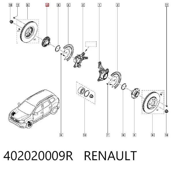 Cubo dianteiro 402020009R Renault (RVI)