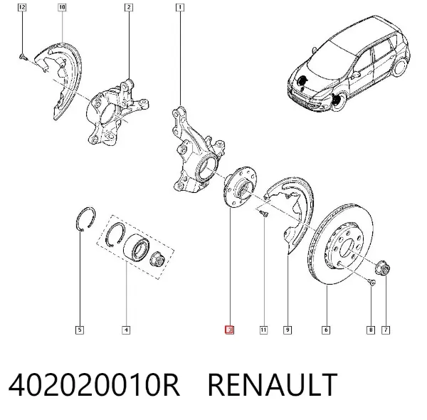 Cubo dianteiro 402020010R Renault (RVI)
