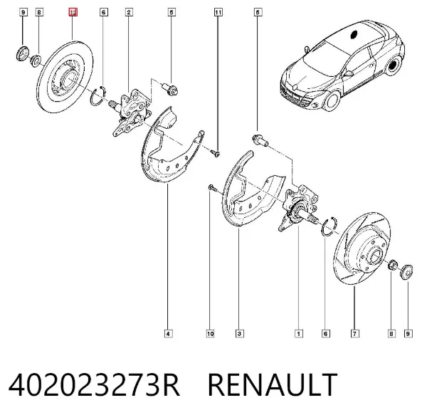 Disco do freio traseiro 402023273R Renault (RVI)