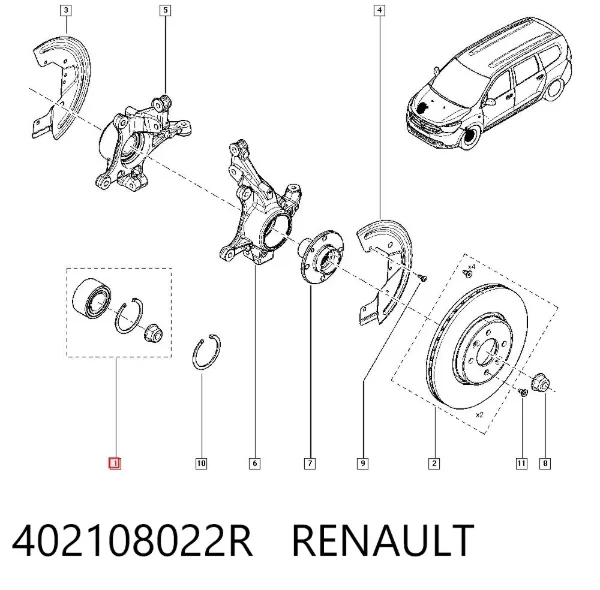 Rolamento de cubo dianteiro 402108022R Renault (RVI)