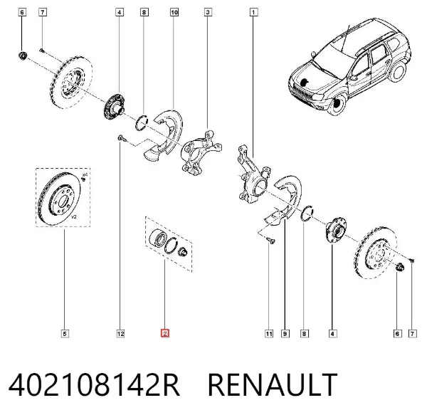 Rolamento de cubo dianteiro 402108142R Renault (RVI)