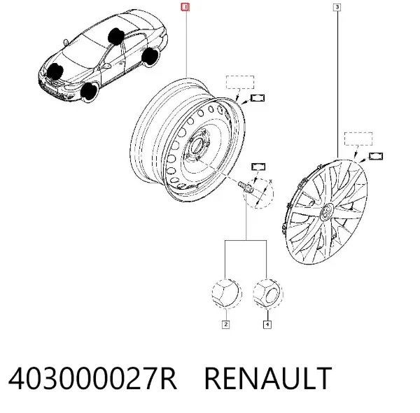 Discos de roda de aço (estampados) 403000027R Renault (RVI)