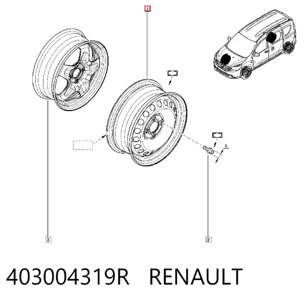 Discos de roda de aço (estampados) 403004319R Renault (RVI)