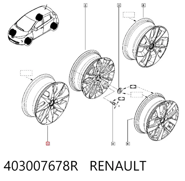 Discos de roda de aleação ligeira (de aleação ligeira, de titânio) 403007678R Renault (RVI)