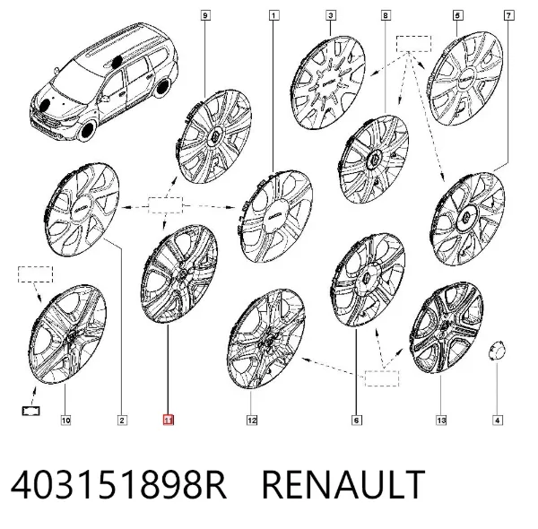 Coberta de disco de roda 403151898R Renault (RVI)