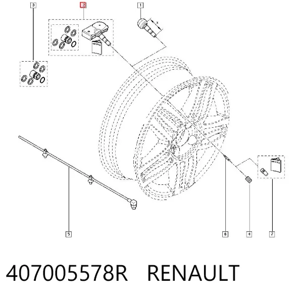 Sensor de pressão de ar nos pneus 407005578R Renault (RVI)