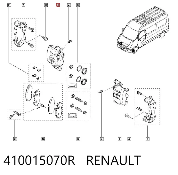 Suporte do freio dianteiro direito 410015070R Renault (RVI)