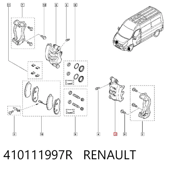 Suporte do freio dianteiro esquerdo 410111997R Renault (RVI)