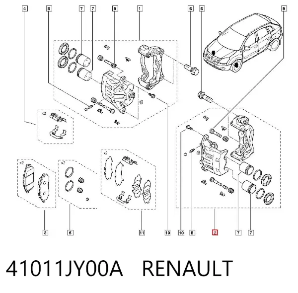 Suporte do freio dianteiro esquerdo 41011JY00A Renault (RVI)