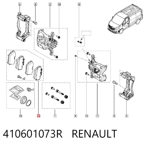 Sapatas do freio dianteiras de disco 410601073R Renault (RVI)