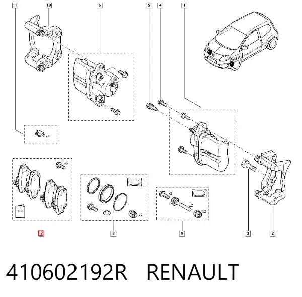 Sapatas do freio dianteiras de disco 410602192R Renault (RVI)