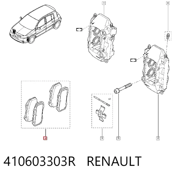 Sapatas do freio dianteiras de disco 410603303R Renault (RVI)