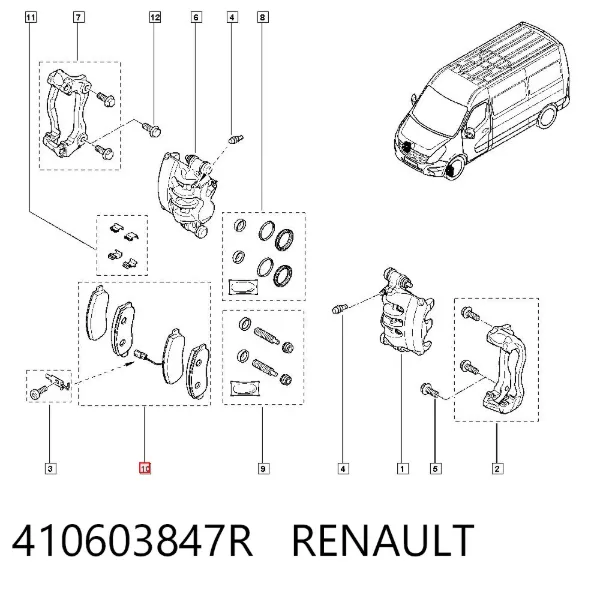 Sapatas do freio dianteiras de disco 410603847R Renault (RVI)