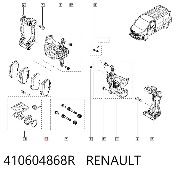 Sapatas do freio dianteiras de disco 410604868R Renault (RVI)