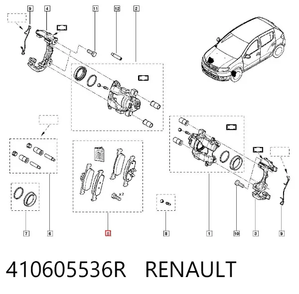 Sapatas do freio dianteiras de disco 410605536R Renault (RVI)