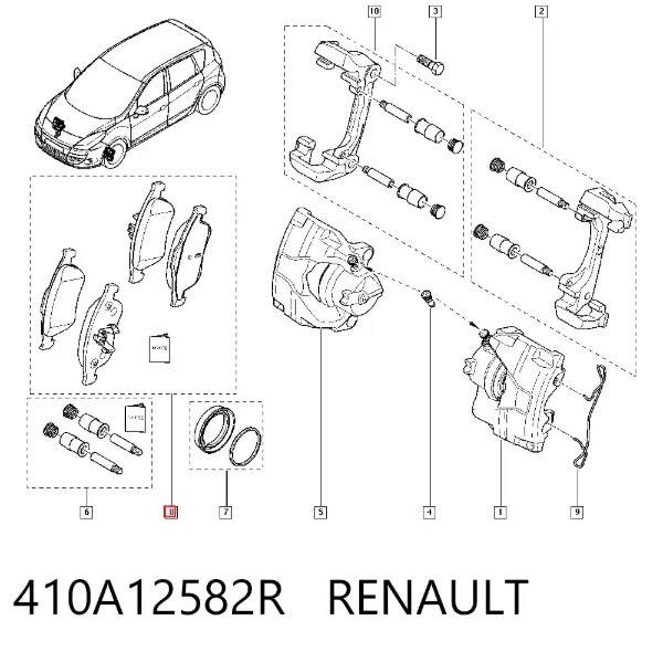 Sapatas do freio dianteiras de disco 410A12582R Renault (RVI)