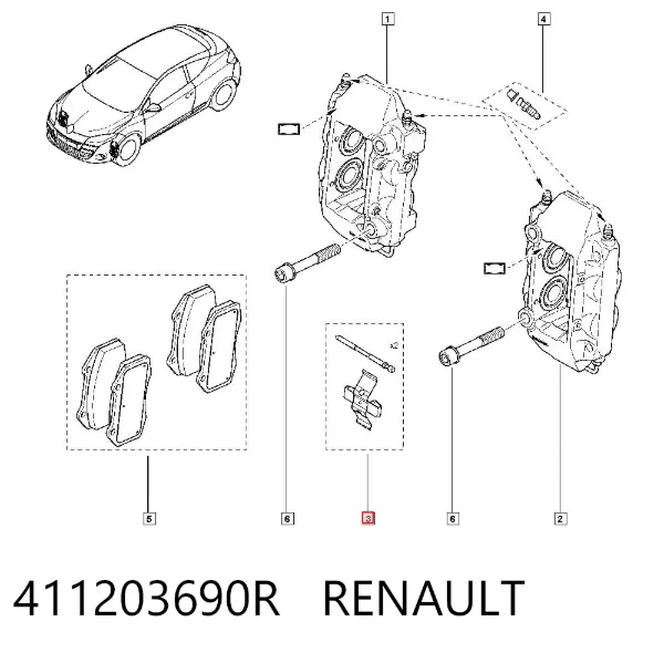Kit de molas de fixação de sapatas de disco dianteiras 411203690R Renault (RVI)