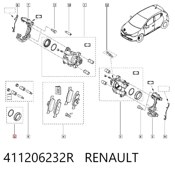 Sapatas do freio dianteiras de disco 411206232R Renault (RVI)