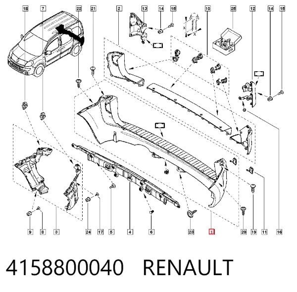 Pára-choque traseiro 4158800040 Renault (RVI)