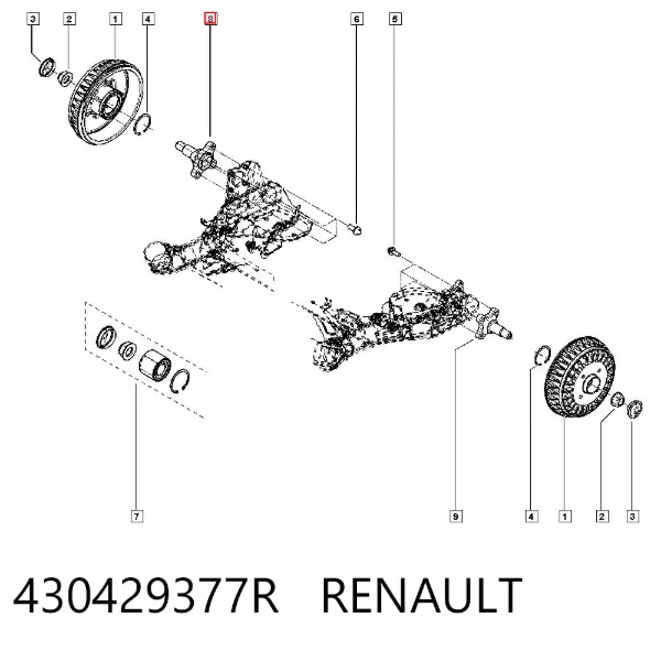 Pino moente (extremidade do eixo) traseiro 430429377R Renault (RVI)