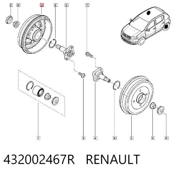 Tambor do freio traseiro 432002467R Renault (RVI)