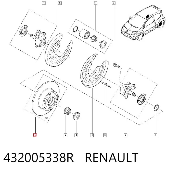 Disco do freio traseiro 432005338R Renault (RVI)