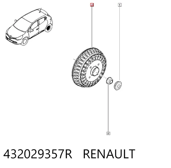 Tambor do freio traseiro 432029357R Renault (RVI)