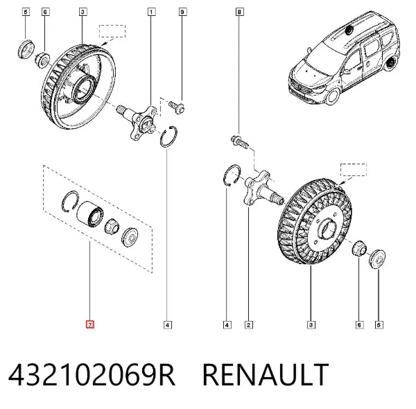 Rolamento de cubo traseiro 432102069R Renault (RVI)