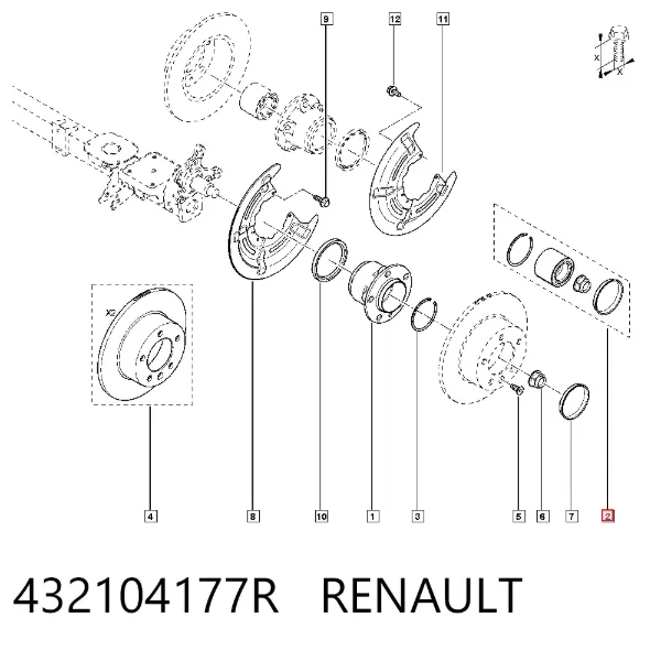 Rolamento de cubo traseiro 432104177R Renault (RVI)