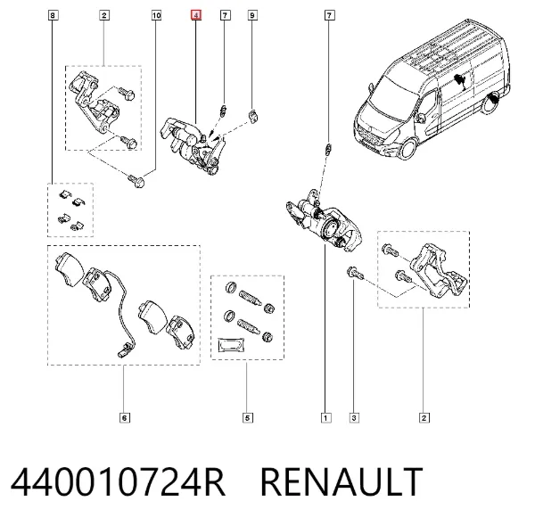 Suporte do freio traseiro direito 440010724R Renault (RVI)