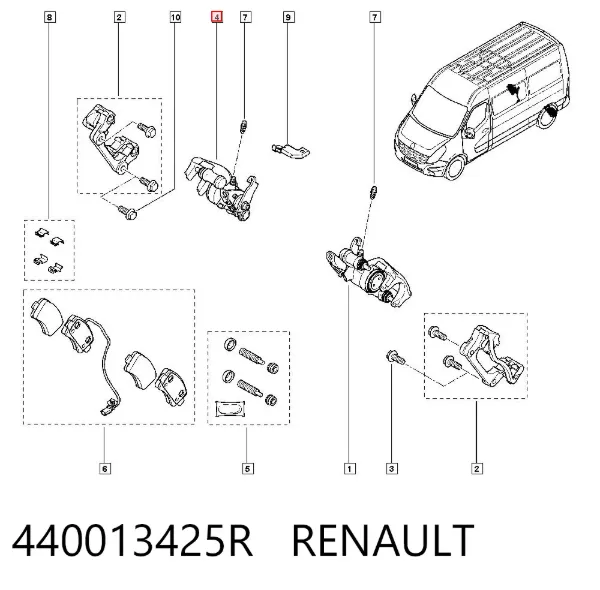 Suporte do freio traseiro direito 440013425R Renault (RVI)