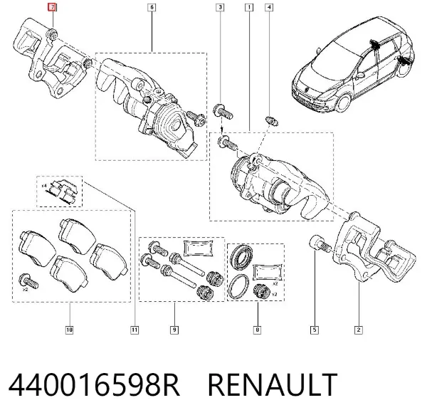 Braçadeira do freio de suporte traseiro 440016598R Renault (RVI)