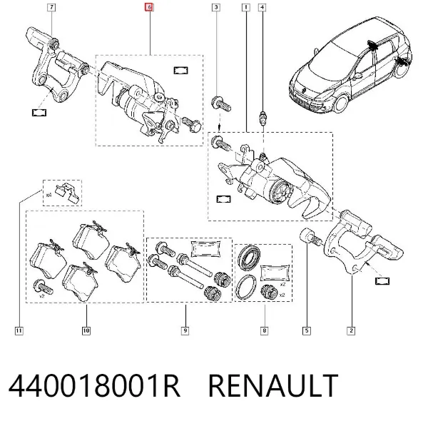 Suporte do freio traseiro esquerdo 440018001R Renault (RVI)