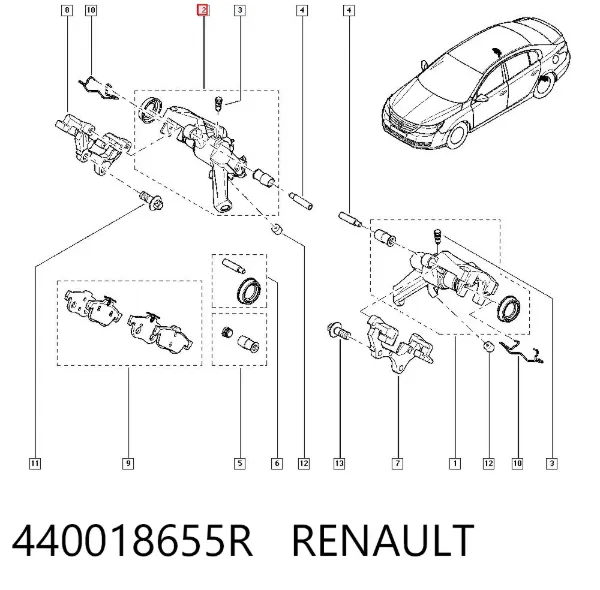 Suporte do freio traseiro direito 440018655R Renault (RVI)