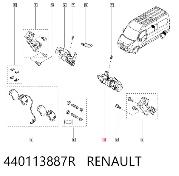 Suporte do freio traseiro esquerdo 440113887R Renault (RVI)