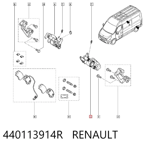 Suporte do freio traseiro esquerdo 440113914R Renault (RVI)