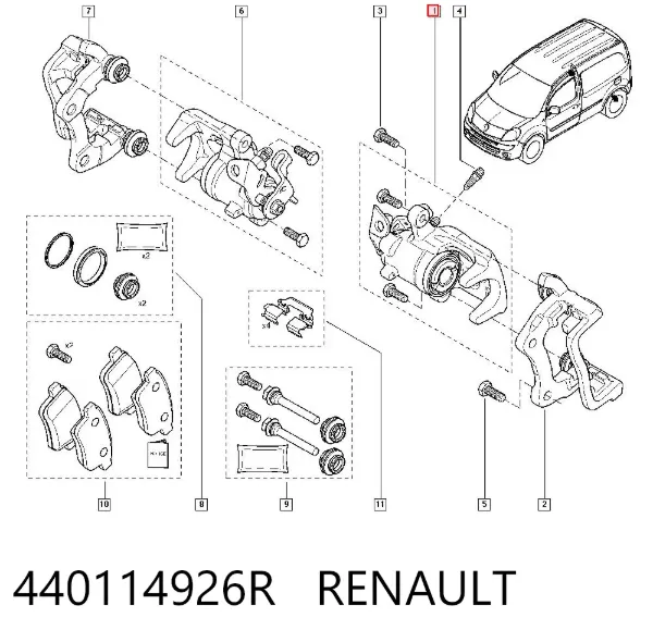 Suporte do freio traseiro esquerdo 440114926R Renault (RVI)