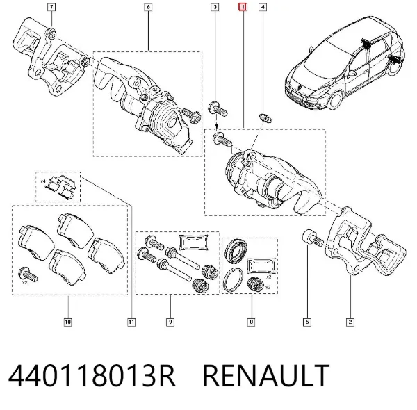 Suporte do freio traseiro esquerdo 440118013R Renault (RVI)