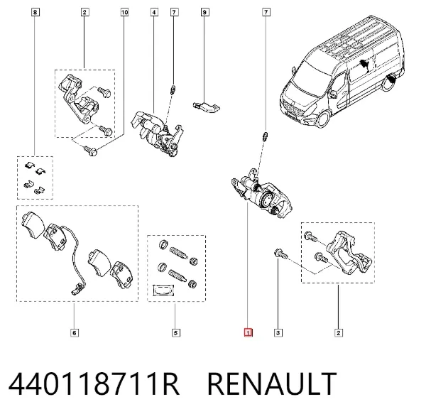 Suporte do freio traseiro esquerdo 440118711R Renault (RVI)
