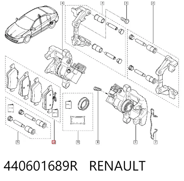 Sapatas do freio traseiras de disco 440601689R Renault (RVI)