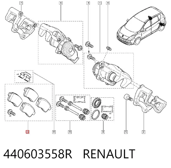 Sapatas do freio traseiras de disco 440603558R Renault (RVI)