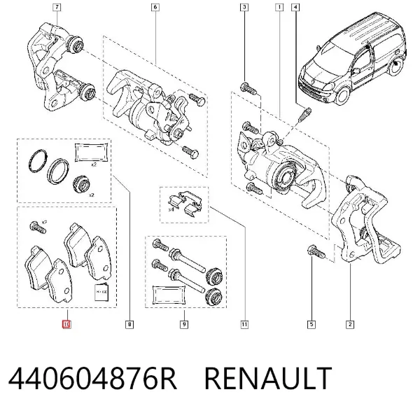 Sapatas do freio traseiras de disco 440604876R Renault (RVI)