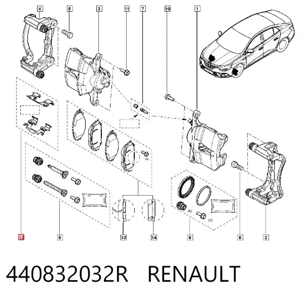 Kit de molas de fixação de sapatas de disco dianteiras 440832032R Renault (RVI)
