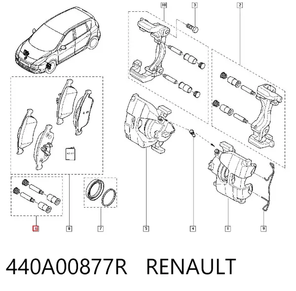 Guia de suporte dianteiro 440A00877R Renault (RVI)