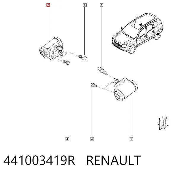 Cilindro traseiro do freio de rodas de trabalho 441003419R Renault (RVI)