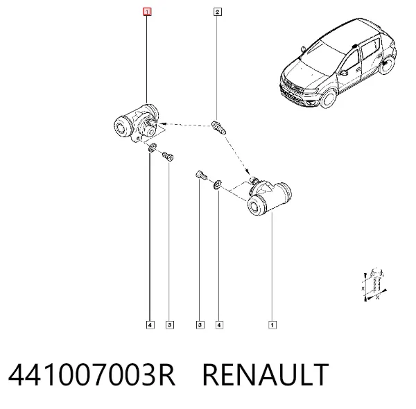 Cilindro traseiro do freio de rodas de trabalho 441007003R Renault (RVI)