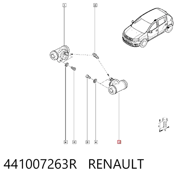 Cilindro traseiro do freio de rodas de trabalho 441007263R Renault (RVI)