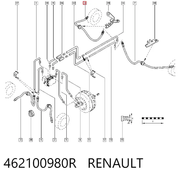 Mangueira do freio traseira 462100980R Renault (RVI)