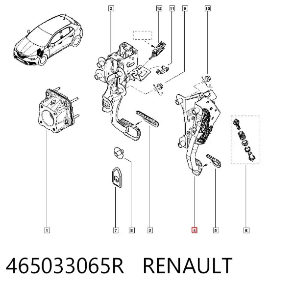 Pedal de embraiagem 465033065R Renault (RVI)