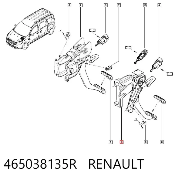 Pedal de embraiagem 465038135R Renault (RVI)